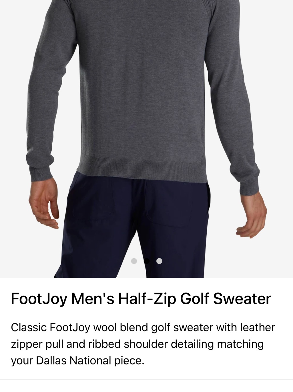 Footjoy Men's Charcoal Half-Zip Sweater